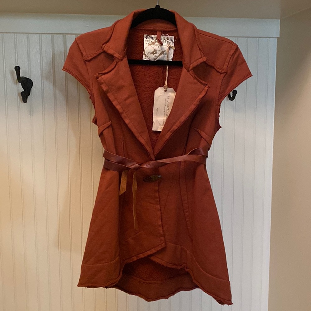Rust Short-Sleeve Belted Jacket